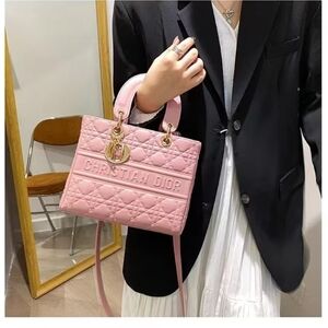 Dior Pink Lady Dior Quilted Satchel with Gold Hardware